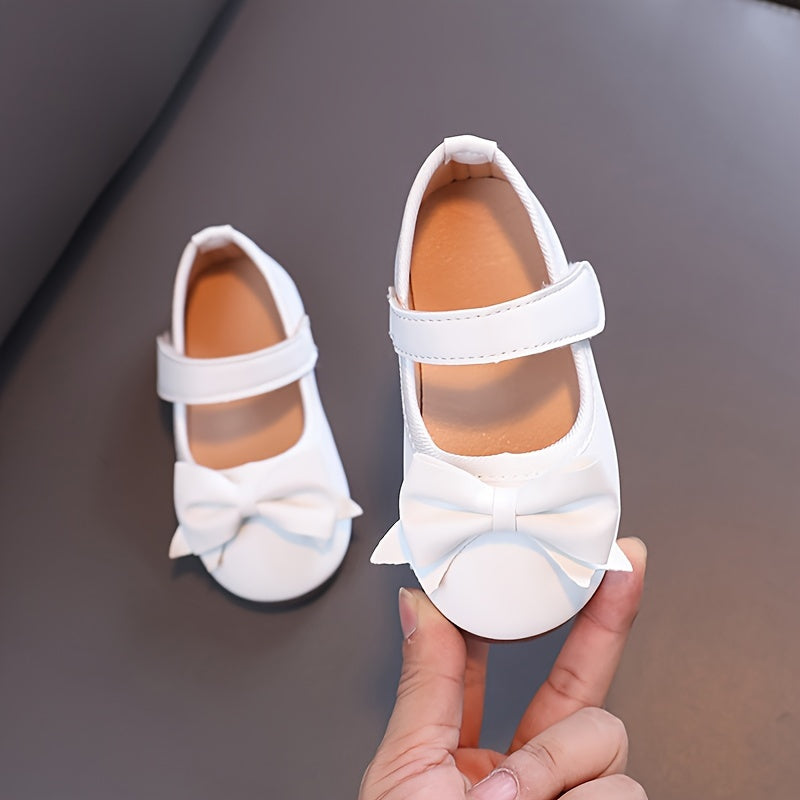 Girls Shoes Mary Jane Flats Soft Sole Non-slip Bow Decor Princess Shoes