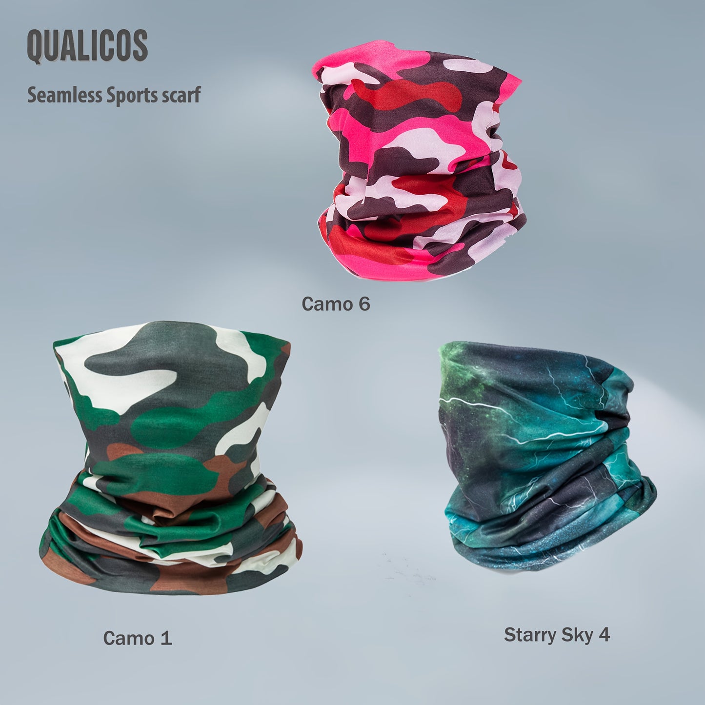 QUALICOS Seamless Sports Scarf - Versatile Neck Gaiter, Headband & Wristband with Vibrant for galaxy & Starry Night Patterns, Unisex All-Season Outdoor Gear for Hiking, Cycling & Fitness, Hiking Accessory, Stylish Headgear, D
