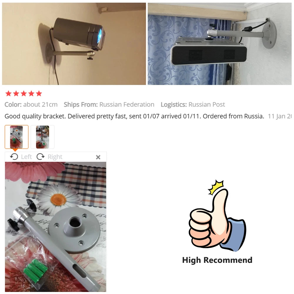 6mm Camera Monopods 21cm Projector Tripod Metal Wall Mount 1/4 Hanger Mounting Kit TD90 TD60 P62 Mini Projector Camera Bracket