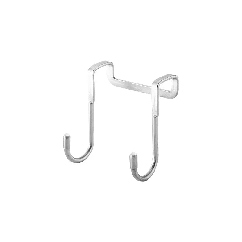 201 Stainless Steel Hook Free Punching Double S-Shape Hook Kitchen Bathroom Cabinet Door Back Type Coat Towel Storage Hanger