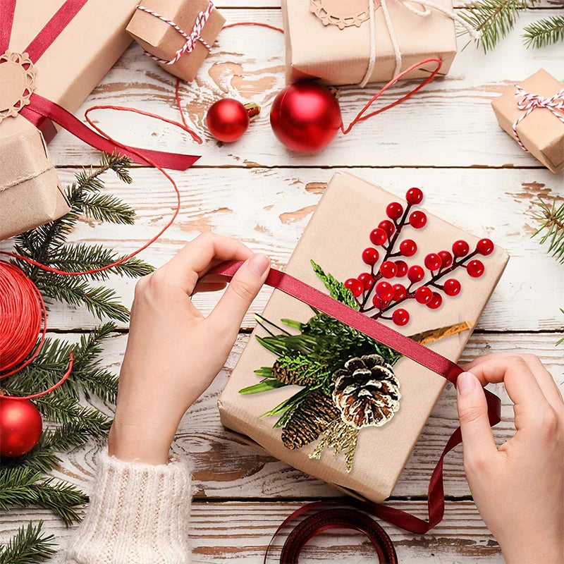 Christmas Red Berry Branches 5/10/20PCS - Cherry Stamen Home Decor Xmas Wedding Flowers