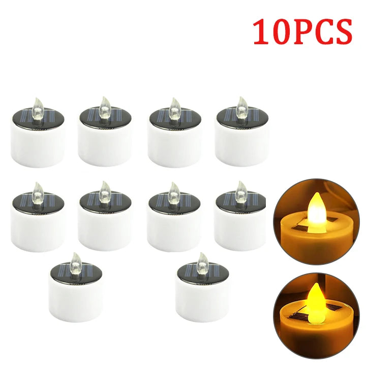 10pcs Solar Tea Light Led Candles Flameless Outdoor Waterproof Solar Tea Lights Rechargeable Candles for Party Garden Home Decor