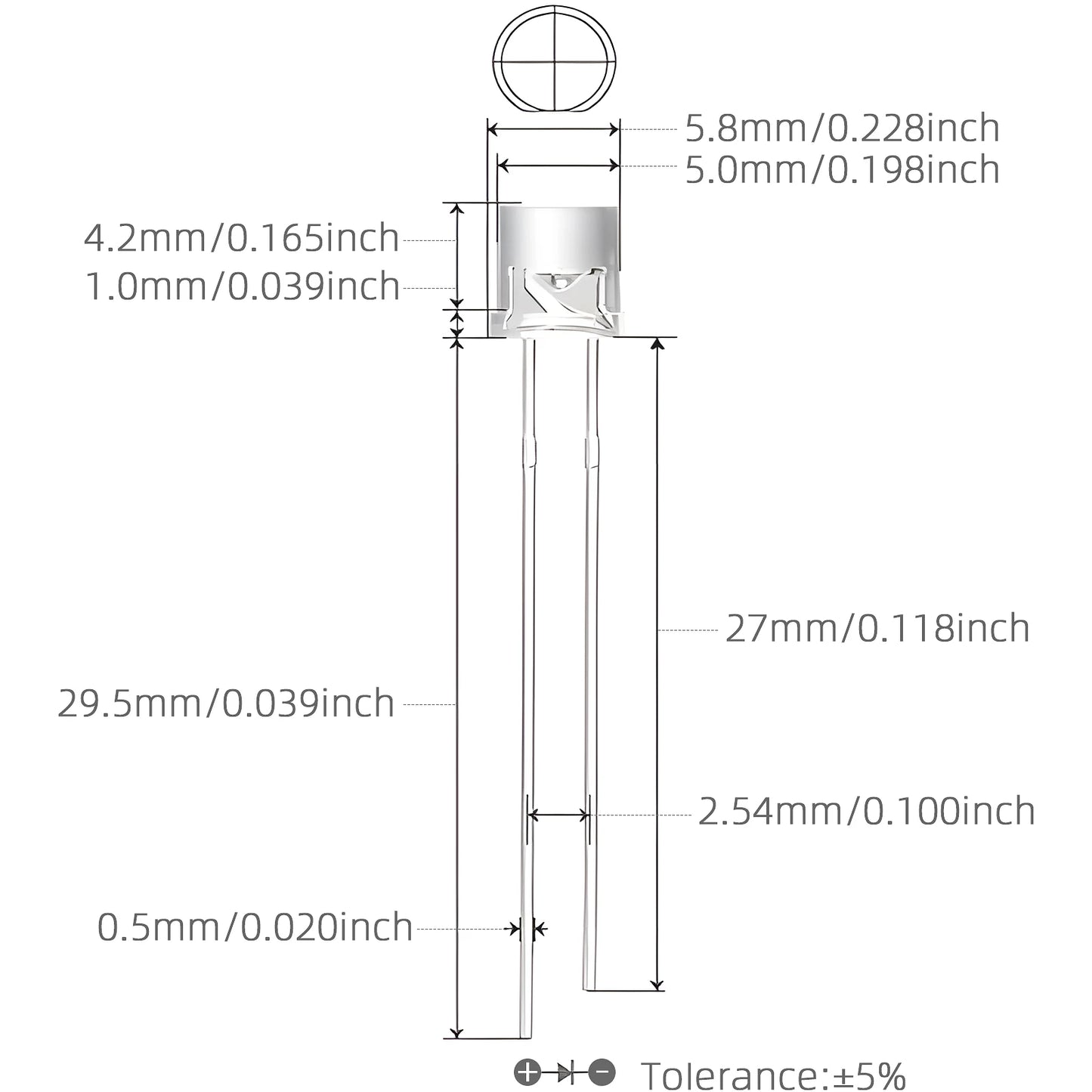 100Pcs 5mm Flat Top LED Diode 9 Colors Lights Bright Bulb Lamps Electronics Components Indicator Light Emitting Diodes