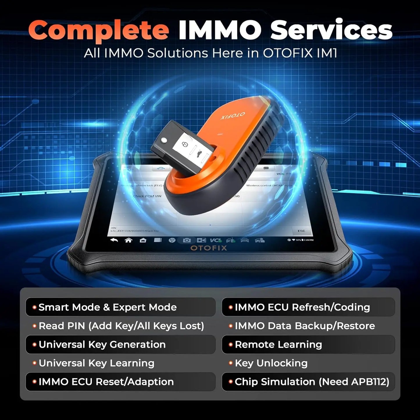 OTOFIX IM1 XP1 Por Automotive Key FOB Programming Tool Immobilizer Programmer Diagnostic Tool Full System Scanner 2 Year Update