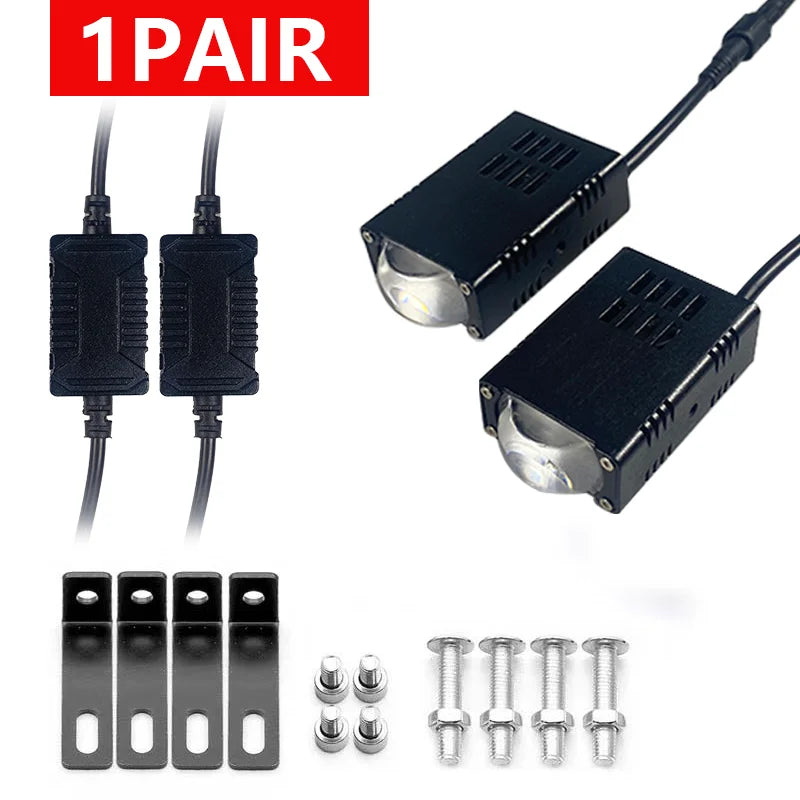 2PCS LED Headlight Bumper Fog Lamps Projector Lens Work Light Mini Driving Light Auxiliary Lights For Car Motorcycle