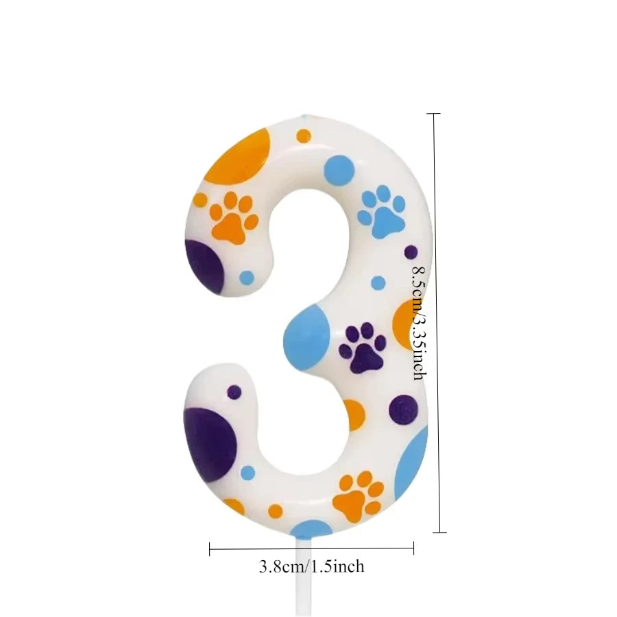 Birthday Candles Birthday Cake Topper Decorations Blue Dog Paw Themed Print Birthday Party Supplies
