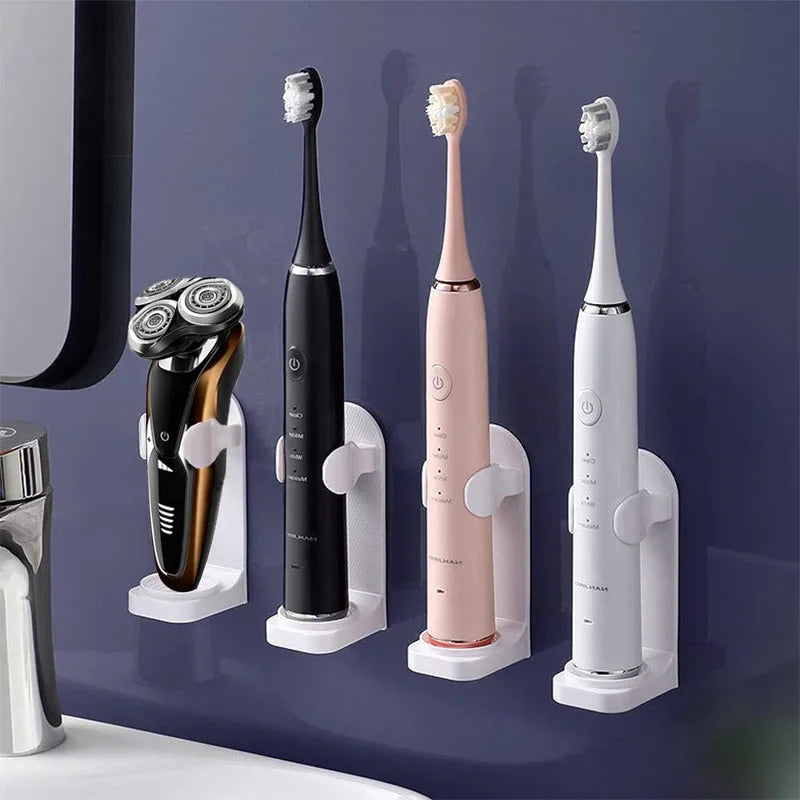 Electronic Toothbrush Holder Wall Mounted - Adhesive Space Saving Organizer Keep Dry