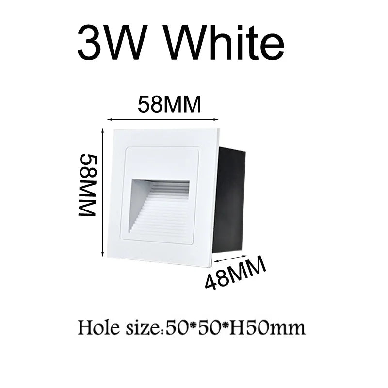 3W 5W 10W LED Wall Lamp Aluminum Stair light Recessed LED Step Lamp Pathway Wall Corner Lamps AC220V Dimmalbe Wall Light DC12V