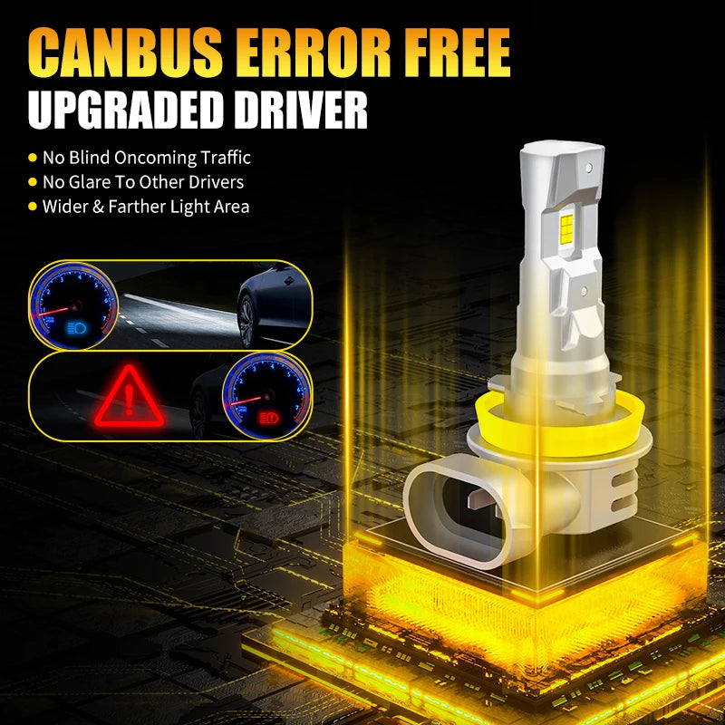 AILEO 2 PCS H11 LED Canbus H8 H9 H7 H4 HI/LO Beam 9005 9006 LED Car Headlight Bulb 30000LM Super Bright 6000K Turbo Fog Lamps