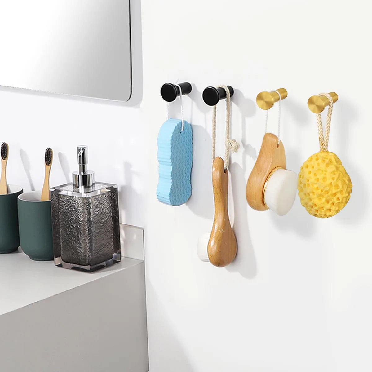 4pcs Robe Hook Bathroom Towel/Coat Hook Wall Mounted Door Hooks Heavy Duty 304 Stainless Steel Matte Black Bathroom Accessories