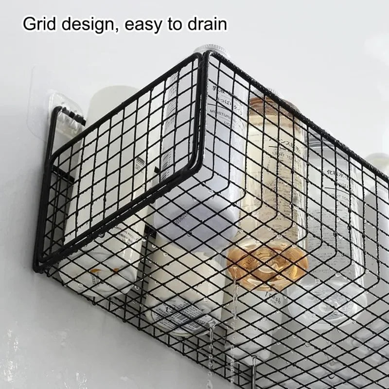 Bathroom Organiser Multifunctional Toiletries Organiser No-Punch Bathroom Shelf Bathroom Kitchen Wall Mount Storage Rack