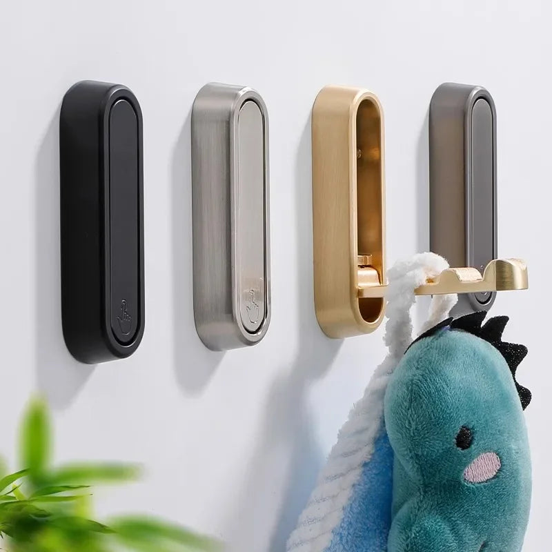 Folding Wall Hook Stainless Steel - Hidden Robe Towel Coat Hanger Matte Black 1-4pcs