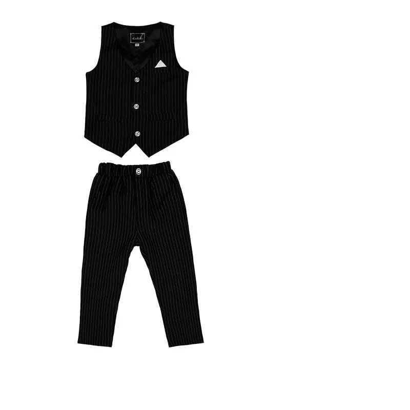 5 Pieces Children Jacket Vest Pants Bowtie Brooch Photograph Suit Boys Host Piano Dress Gentle Kids Easter Performance Costume