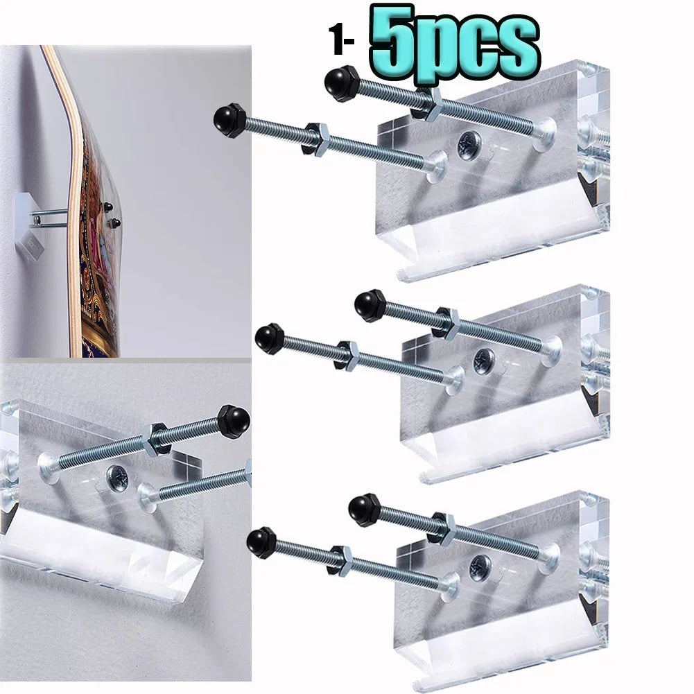 1-5pcs Skateboard Wall Mount Longboard Deck Hanger Display Stand Storage Holder Rack Indoor Floating Skateboard Storage