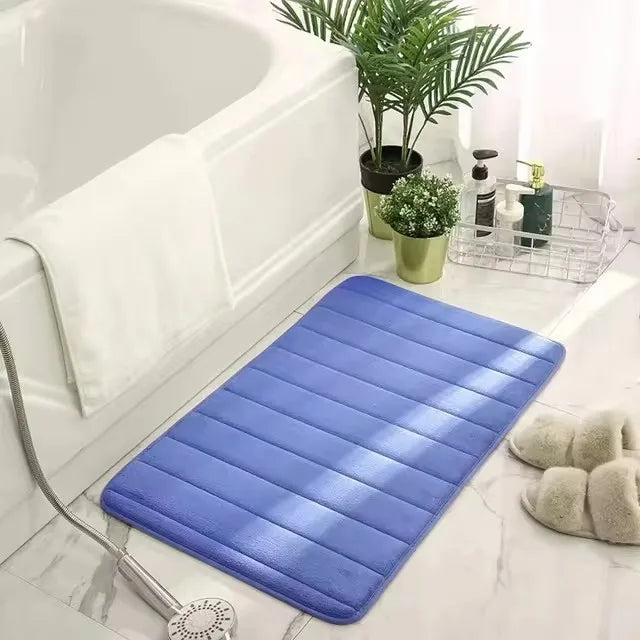 Stripe Super Soft Bath Mat - Non Slip Memory Foam Bathroom Carpet Shower Rug Home Decor