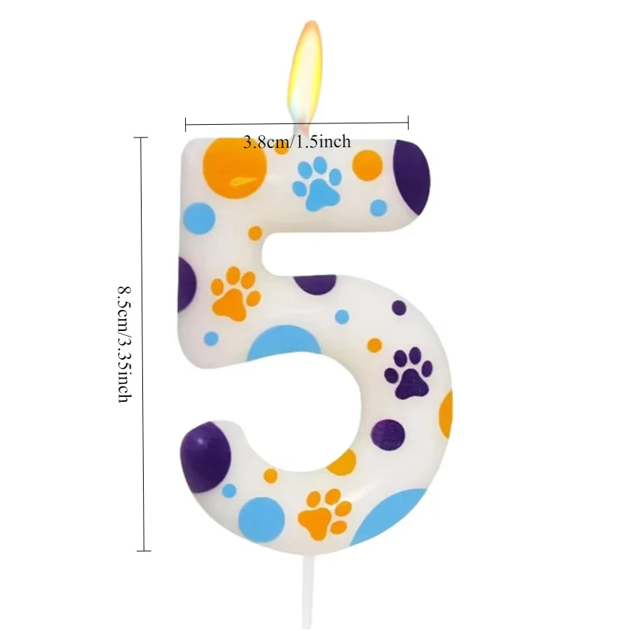 Birthday Candles Birthday Cake Topper Decorations Blue Dog Paw Themed Print Birthday Party Supplies