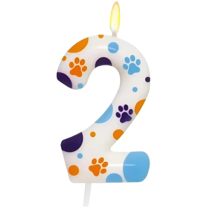 Birthday Candles Birthday Cake Topper Decorations Blue Dog Paw Themed Print Birthday Party Supplies