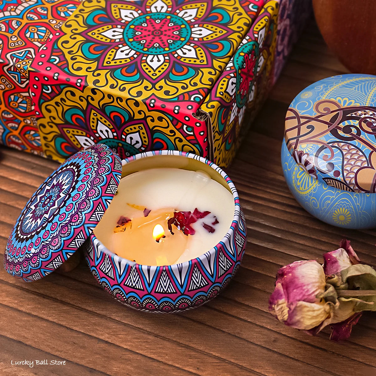 4Pcs Scented Candle Set Gift - Islamic Arabian Patterns Fragrance Jar Smokeless Romantic Incense Candles