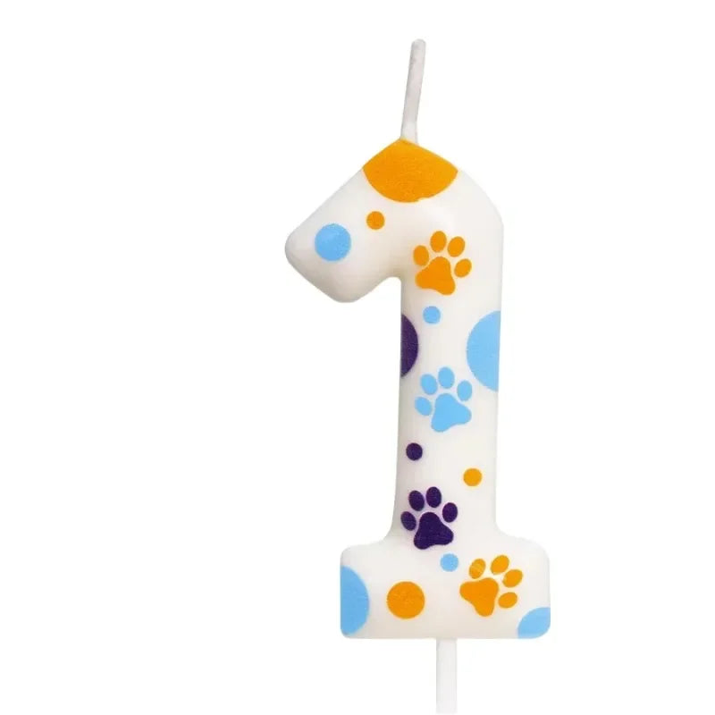 Birthday Candles Birthday Cake Topper Decorations Blue Dog Paw Themed Print Birthday Party Supplies