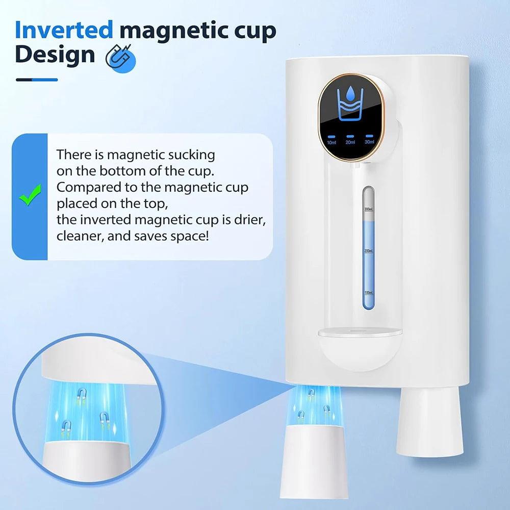 2025 New Smart Touchless 540ML Mouthwash  Dispenser w/LED, 3 Modes, Wall/Table Mount, 2 Cups, 2-in-1 Bathroom Essential