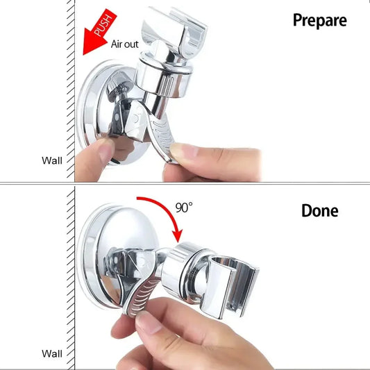 1-4Pcs Strong Vacuum Suction Cup Shower Rack Adjustable Handheld Shower Head Wall Mount Holder Rotating Bathroom Shower Base