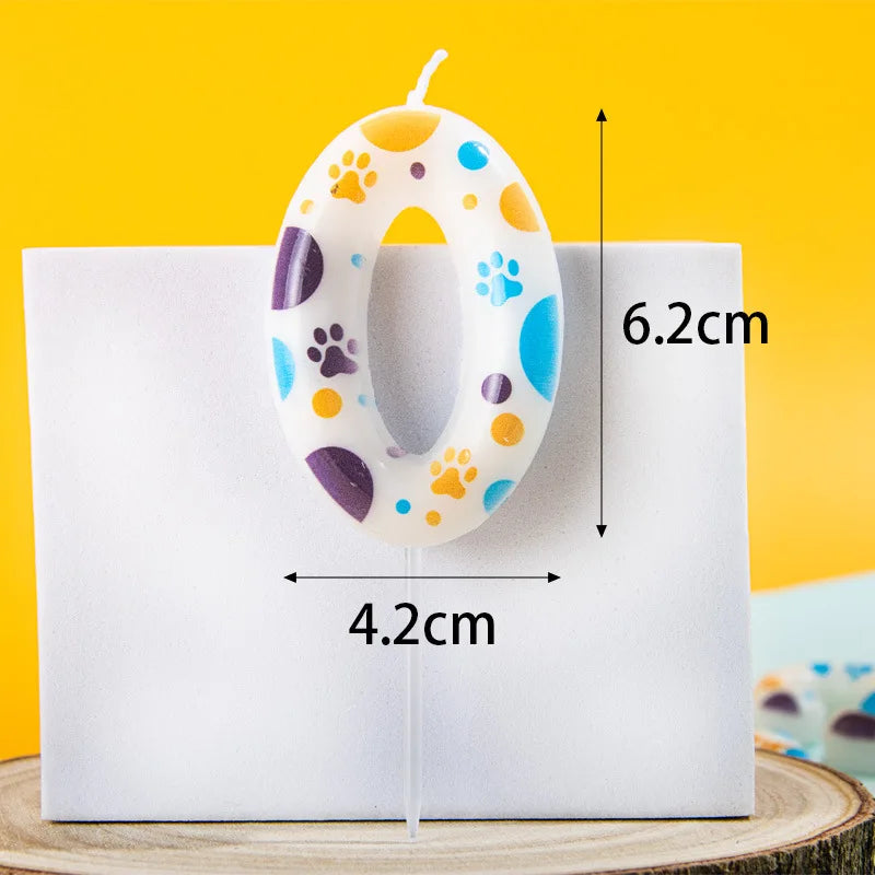 Blue Dog Paw Themed Birthday Candles, Number 2 Paw Print Birthday Party Supplies, 2.76 inch Paw Cake Topper Decorations, Birthda