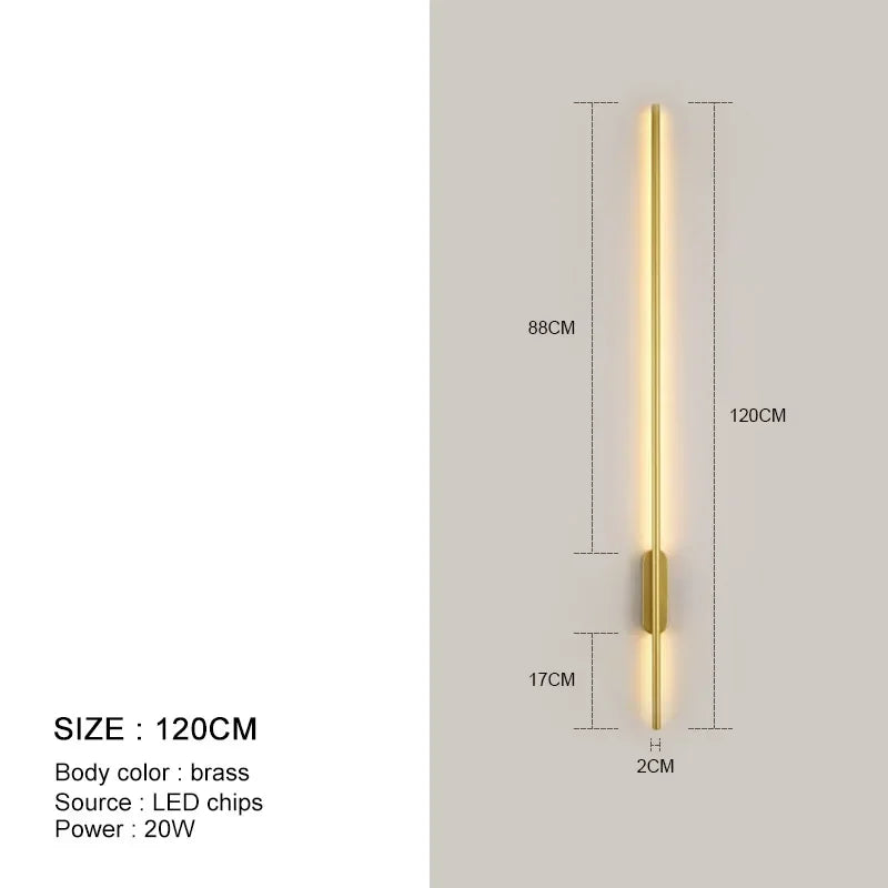 Modern Long LED Wall Lights for Bedroom Bedside Black Wall Lamps Living Room Background Decoracion Hallways Interior Sconce