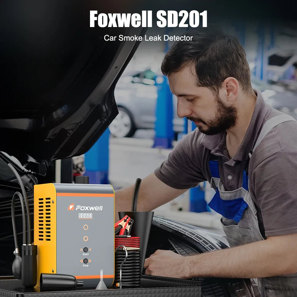 FOXWELL SD201 12V Automotive Smoke Machine Built-in Air Pump EVAP Vacuum Exhaust Pipe Diagnostic Tester Smoke Leak Detector