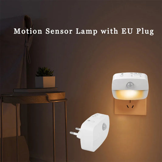 Wireless LED Motion Sensor Night Light - Plug In Auto Detector for Bedroom Staircase Closet 220V