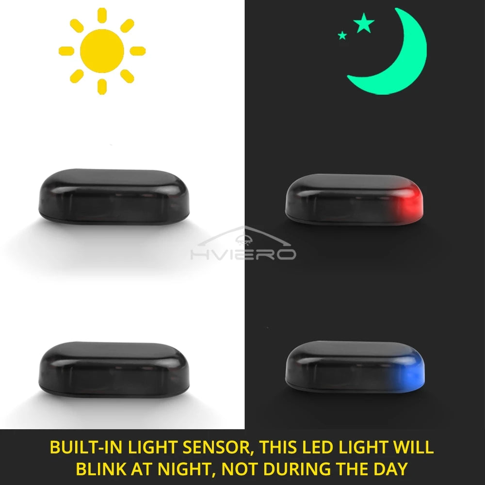 Car Solar Powered Security Strobe Light Dummy Alarm Wireless Warning Anti-Theft Caution Lamps LED Flashing Imitation Decorative