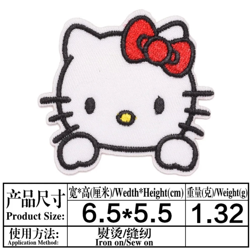 7/15Pcs Hello Kitty Cartoon KT Cat Series For Child Clothes Iron on Embroidered Patches Sew DIY Coat Jeans Applique Sticker