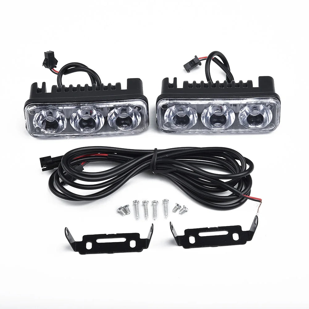 2Pcs Car 3LED Super White High Power Work Lights 6000K~7000K DRL Daytime Running Lights Universal LED Fog Lamps Car Accessories