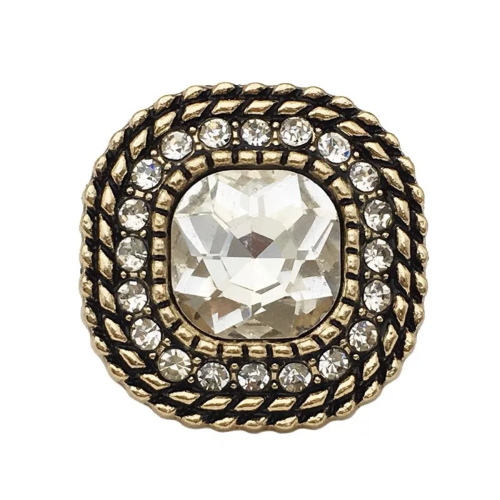 5 Pieces Retro High -end Diamond Buckle Square Metal Buttons Fashion Ladies Coat Sweater Decoration Handmade Sewing Buttons