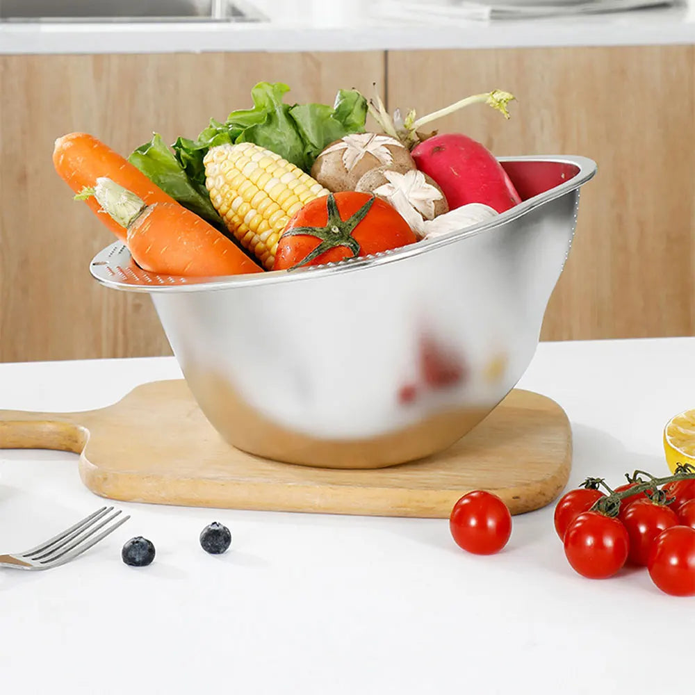 Rice Washer Strainer Bowl Stainless Steel 304 Rice Washing Bowl Rice Sieve Colander Fruit And Vegetable Strainer Kitchen Tools