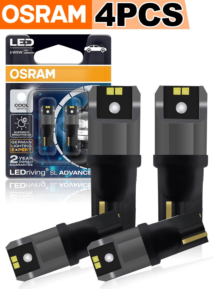 2/4pcs OSRAM T10 W5W LED Bulbs Signal Lamps 6000K White Turn Interior Reading Lights Auto Bulbs Plug&Play 12V LEDriving Advance