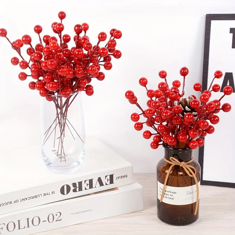 Christmas Red Berry Branches 5/10/20PCS - Cherry Stamen Home Decor Xmas Wedding Flowers