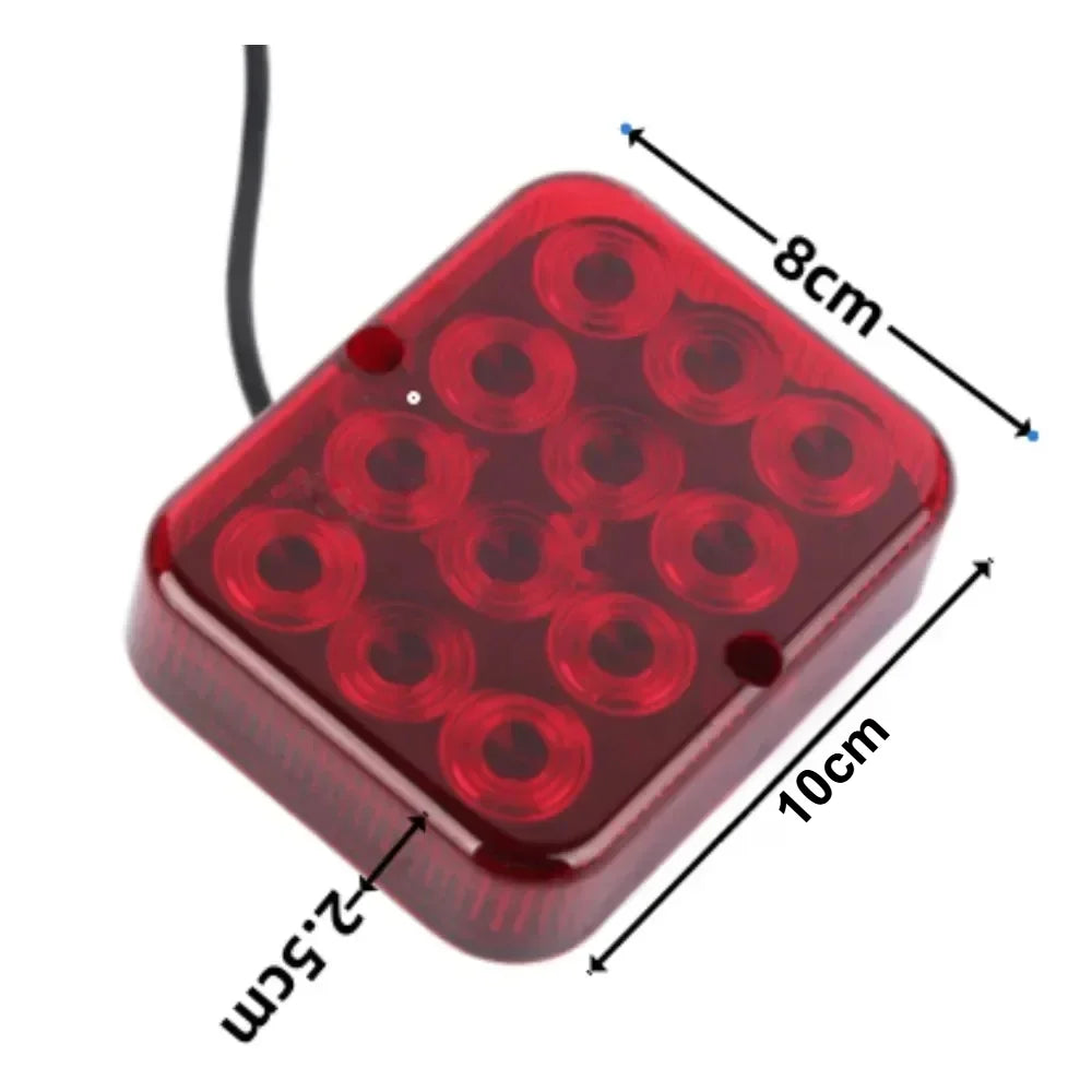 12V 24V LED Waterproof Rear Tail Fog Light - Brake Stop Safety Warning Lamp for Truck Trailer Boat