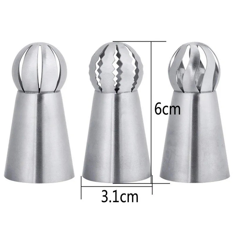 3pcs Stainless Steel Pastry Tip Torch Icing Nozzle Tips For Frosting Cupcake Cake Decorating Puff Making Baking Kitchen Tools