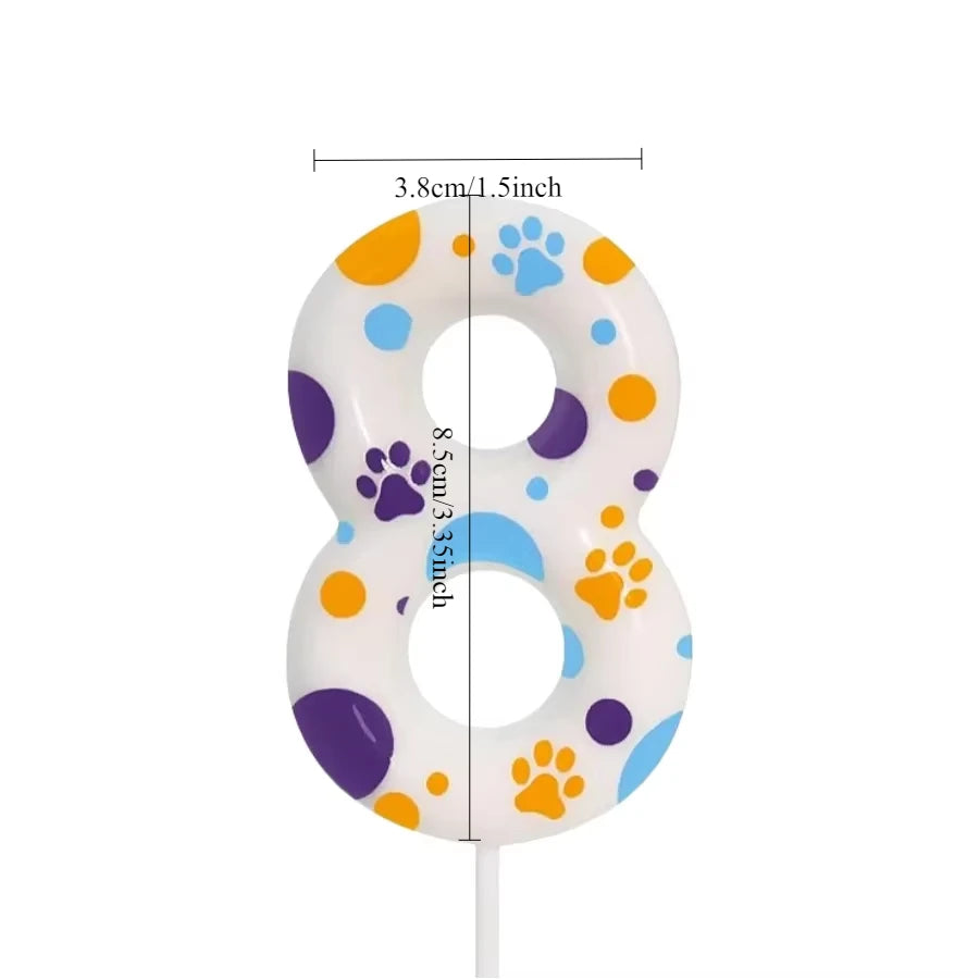 Birthday Candles Birthday Cake Topper Decorations Blue Dog Paw Themed Print Birthday Party Supplies