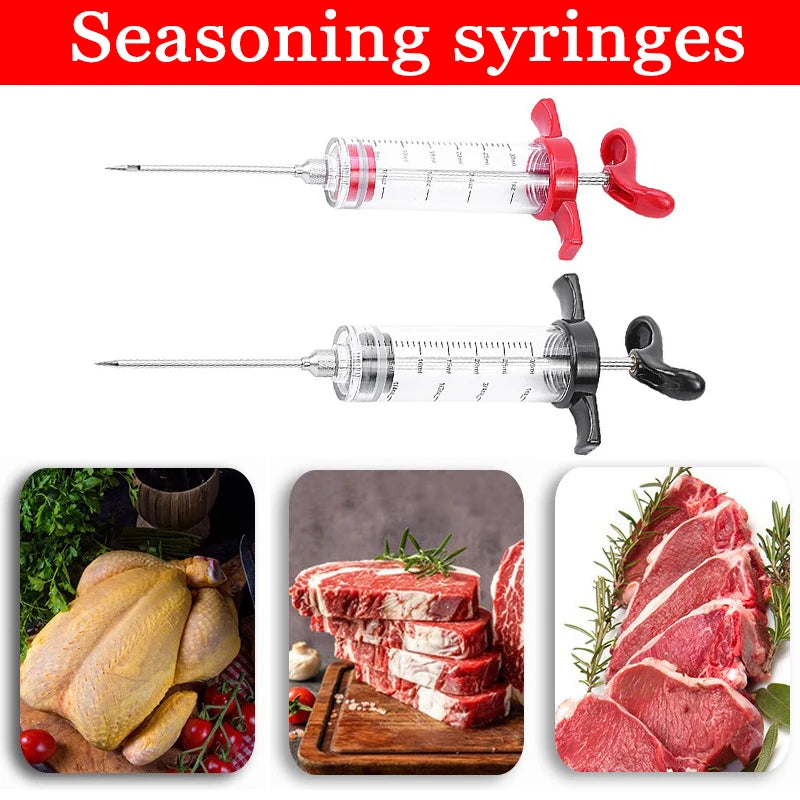 Flavor Needle BBQ Meat Injector Spice Syringe Marinade Injectors Stainless steel Pork Steak Meat Sauces Syringes Kitchen Tools