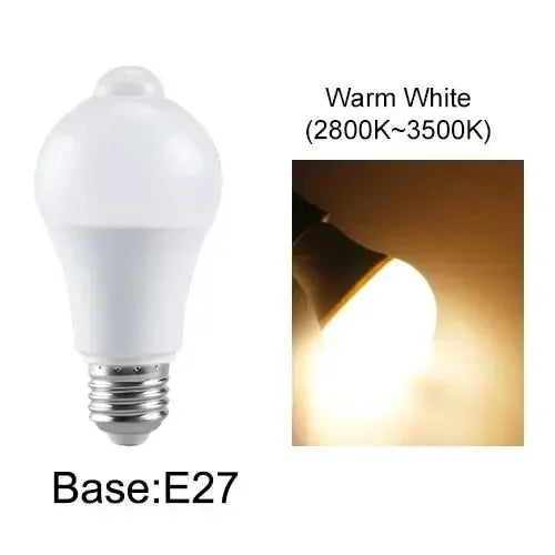 Motion Sensor LED Light Bulb E27 B22 - PIR Dusk to Dawn Auto On/Off for Garage Porch Stairs (12W-20W)