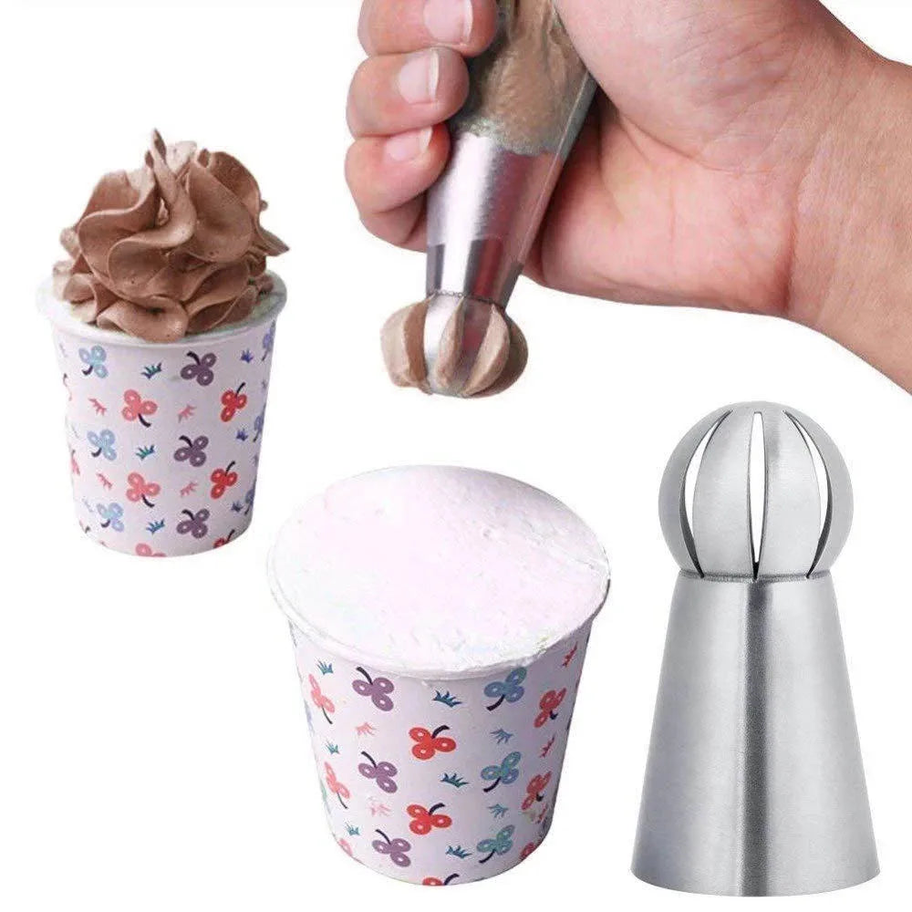 3pcs Stainless Steel Pastry Tip Torch Icing Nozzle Tips For Frosting Cupcake Cake Decorating Puff Making Baking Kitchen Tools