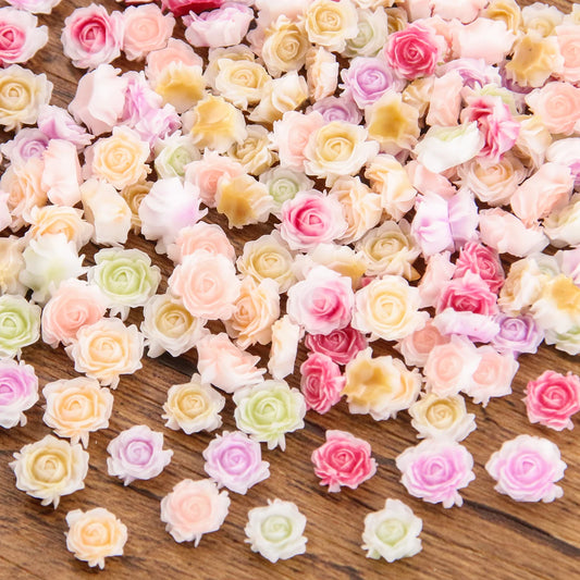 100pcs 2Size Mini Mix Color Rose Flower Resin Perfume Bottle Patch Diy Handwork Accessories Hairpin Phone Case