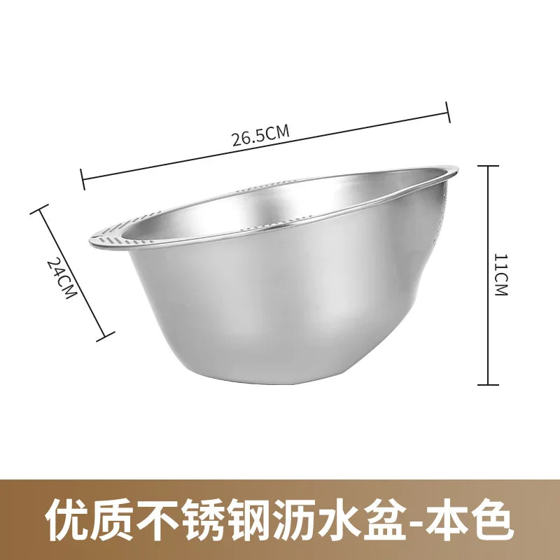 Rice Washer Strainer Bowl Stainless Steel 304 Rice Washing Bowl Rice Sieve Colander Fruit And Vegetable Strainer Kitchen Tools