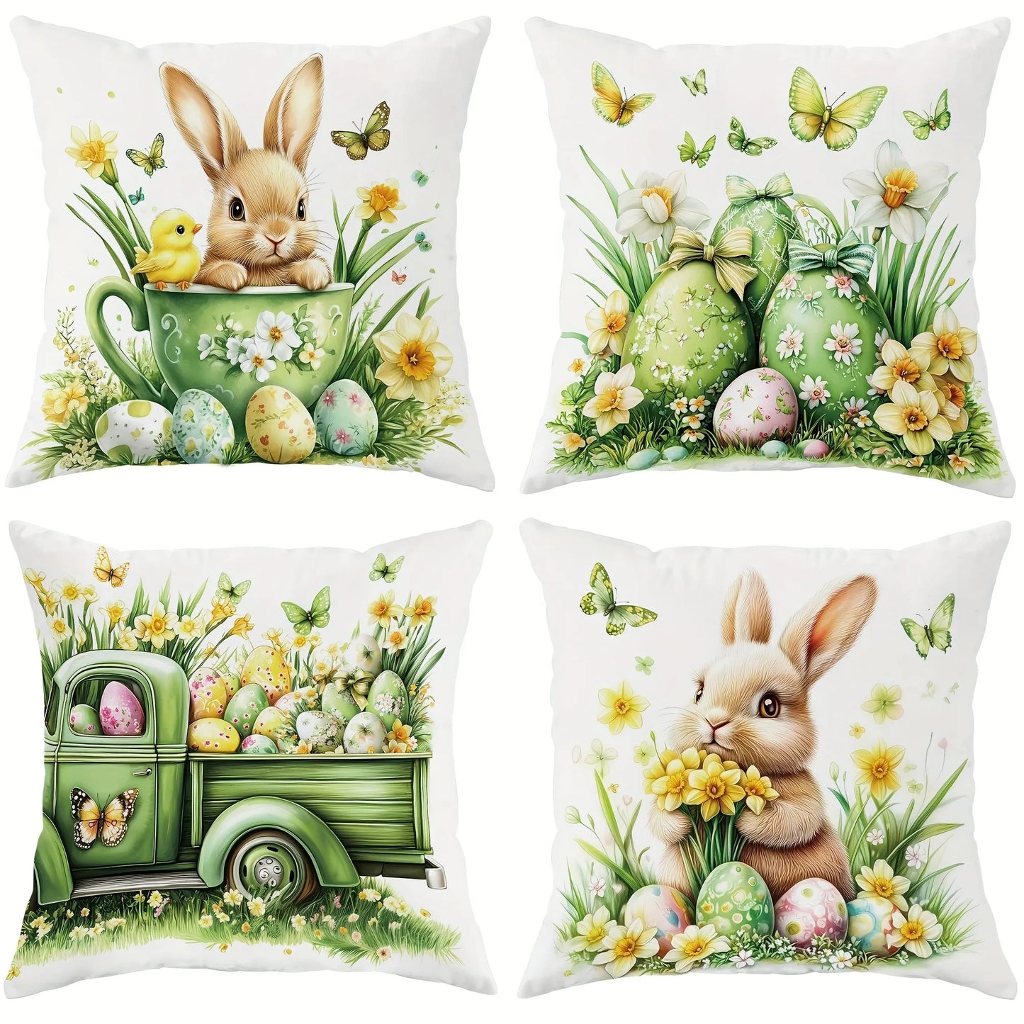 Easter Pattern Home Decor Pillow Cover Bedroom Living Room Sofa Decoration Polyester Cushion Cover with Zipper