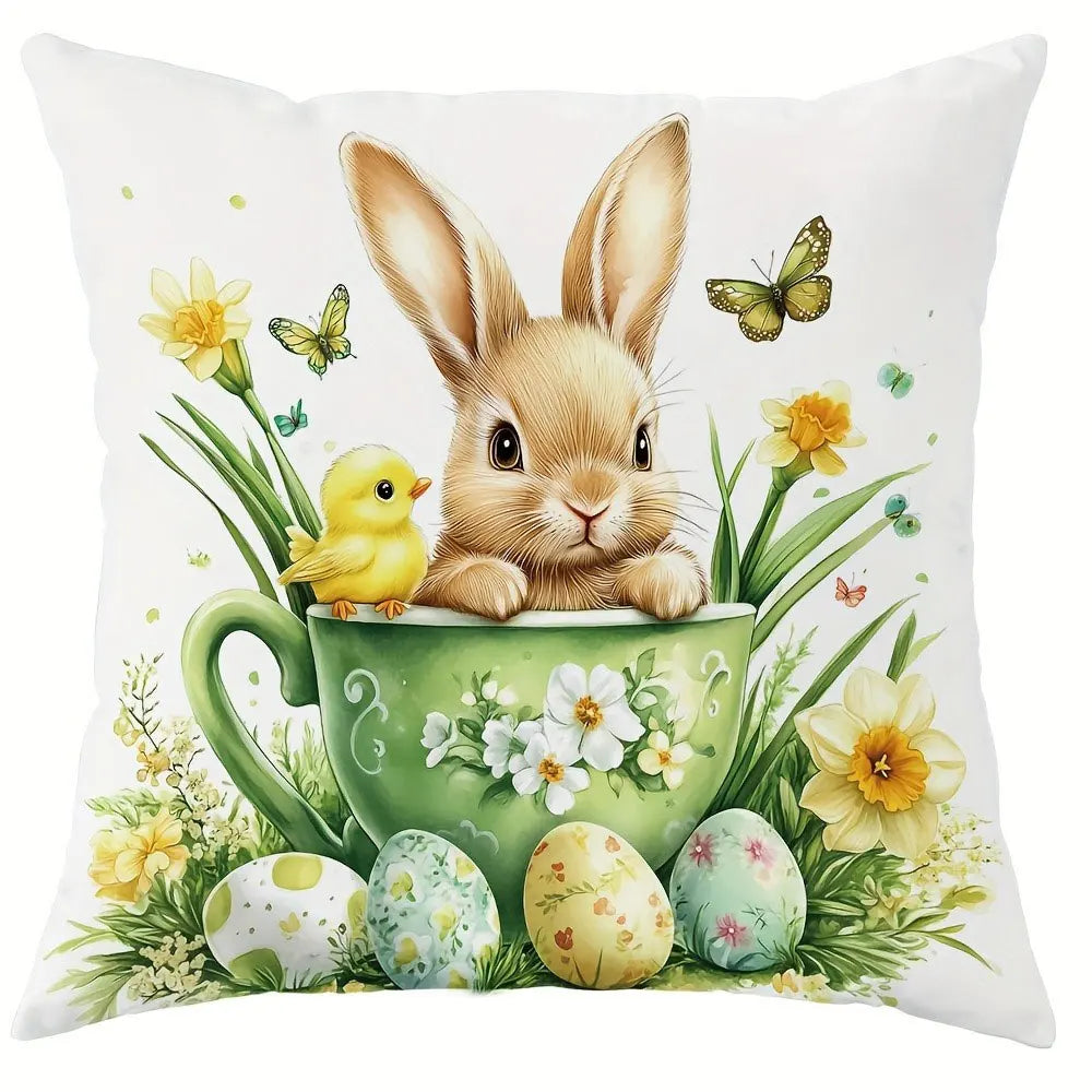 Easter Pattern Home Decor Pillow Cover Bedroom Living Room Sofa Decoration Polyester Cushion Cover with Zipper