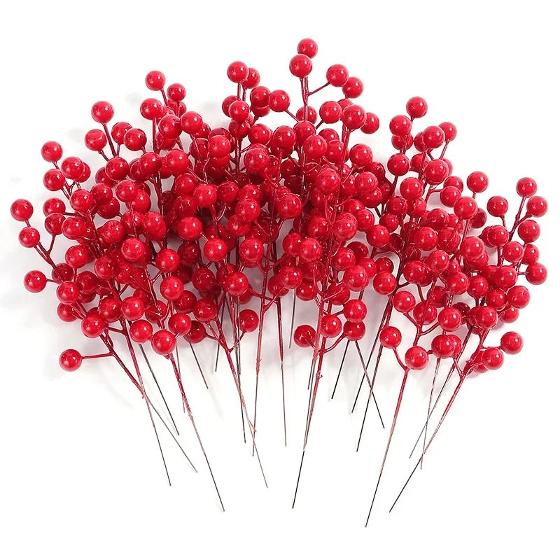 Christmas Red Berry Branches 5/10/20PCS - Cherry Stamen Home Decor Xmas Wedding Flowers