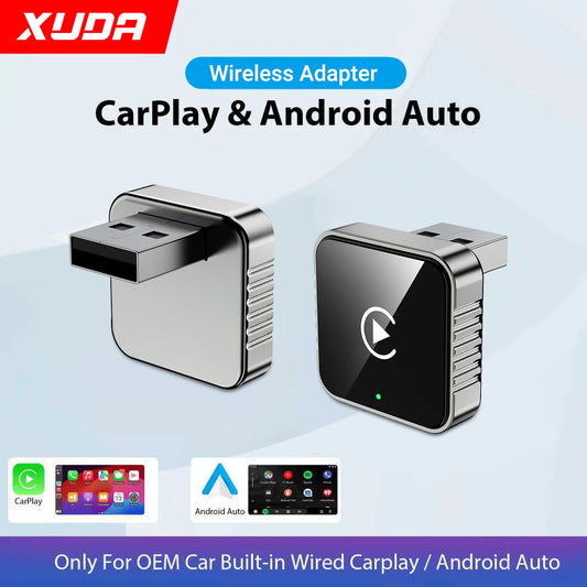 XUDA 2 in1 Wired to Wireless CarPlay Android Auto Adapter for OEM Car Stereo With USB Dongle Smart Mini Box Plug and Play Blueto
