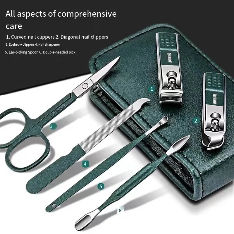 6 Piece Nail Scissors Set - Professional Stainless Steel Manicure Clippers for Men Women Portable