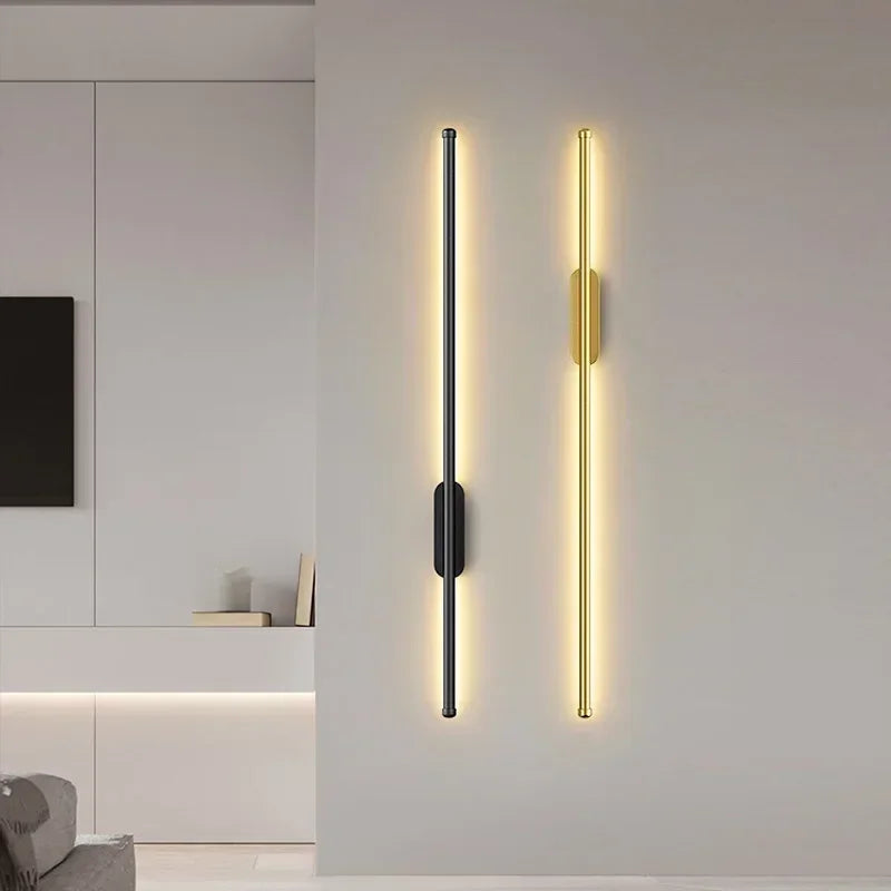 Modern Long LED Wall Lights for Bedroom Bedside Black Wall Lamps Living Room Background Decoracion Hallways Interior Sconce